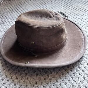 Henschel Genuine Leather Hat Tan Men's Medium Indiana Jones Aussie Style